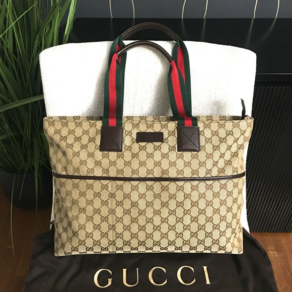 Authentic Gucci brown monogram canvas tote bag - Picture 1 of 15